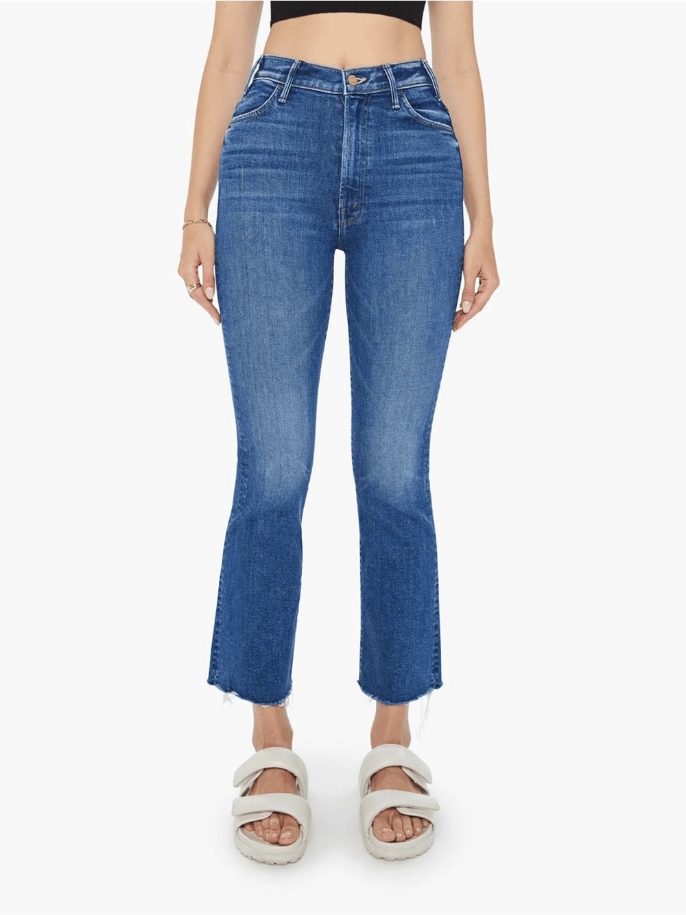 MOTHER The Hustler Ankle Fray Bootcut Jeans Grasping At Straws Denim Women’s 27